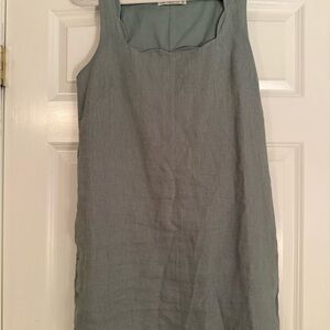 Abercrombie & FitSleeveless Linen Shift Dress in Sage Green